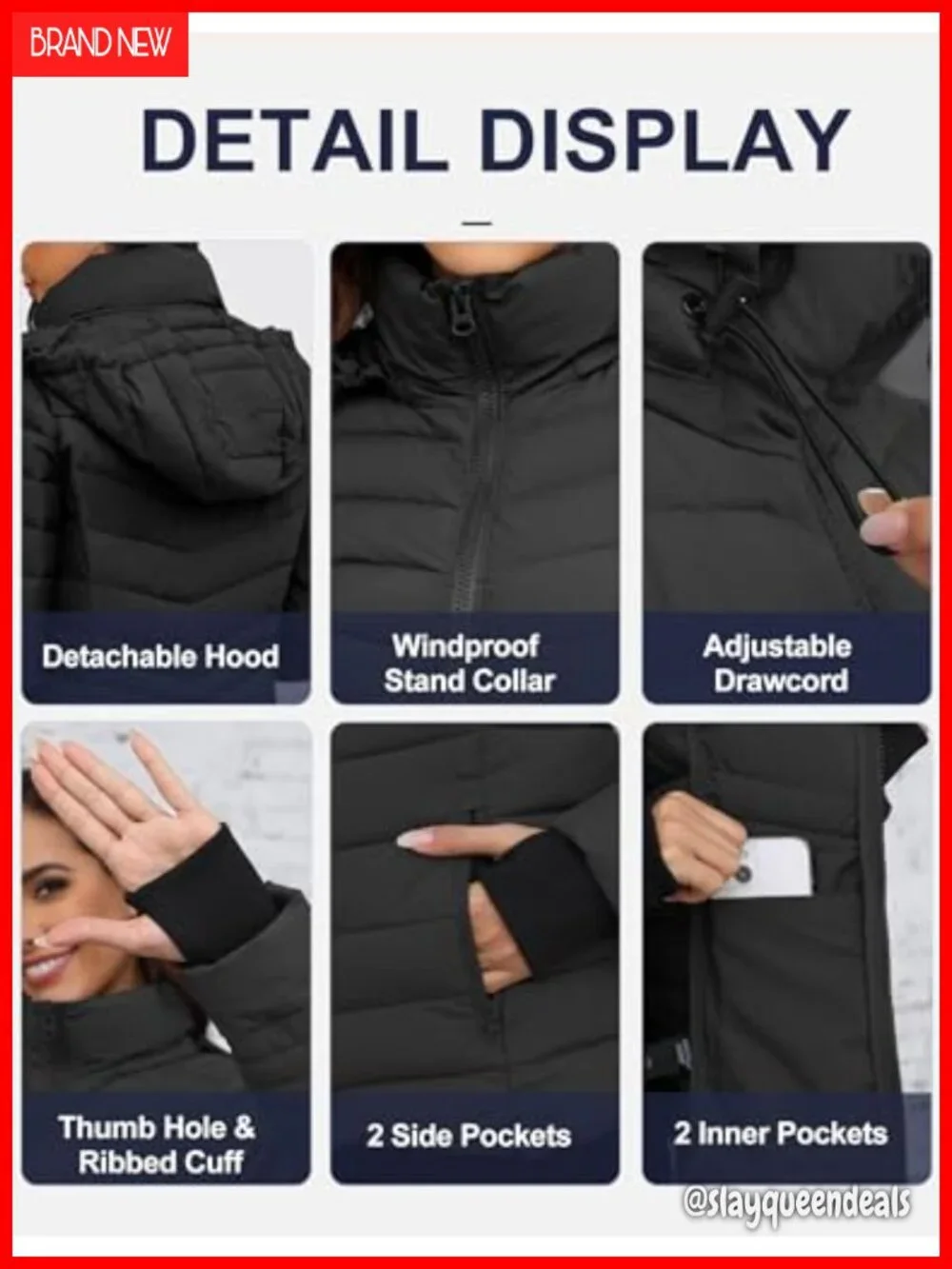 Lightweight Packable Puffer Jacket Down Alternative Hooded Winter Coat